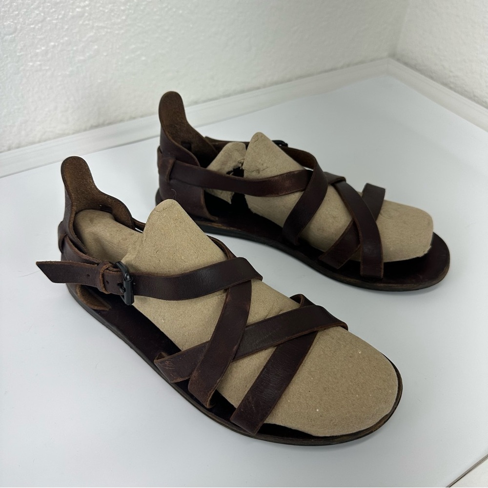 All Saints Spitalfields Brown Leather Flat Gladiator Boho Sandals 41 US 10